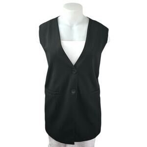 NEW Sndys Brooklyn Women's Black Sleeveless V Neck Midi Vest Jacket Top Size 10